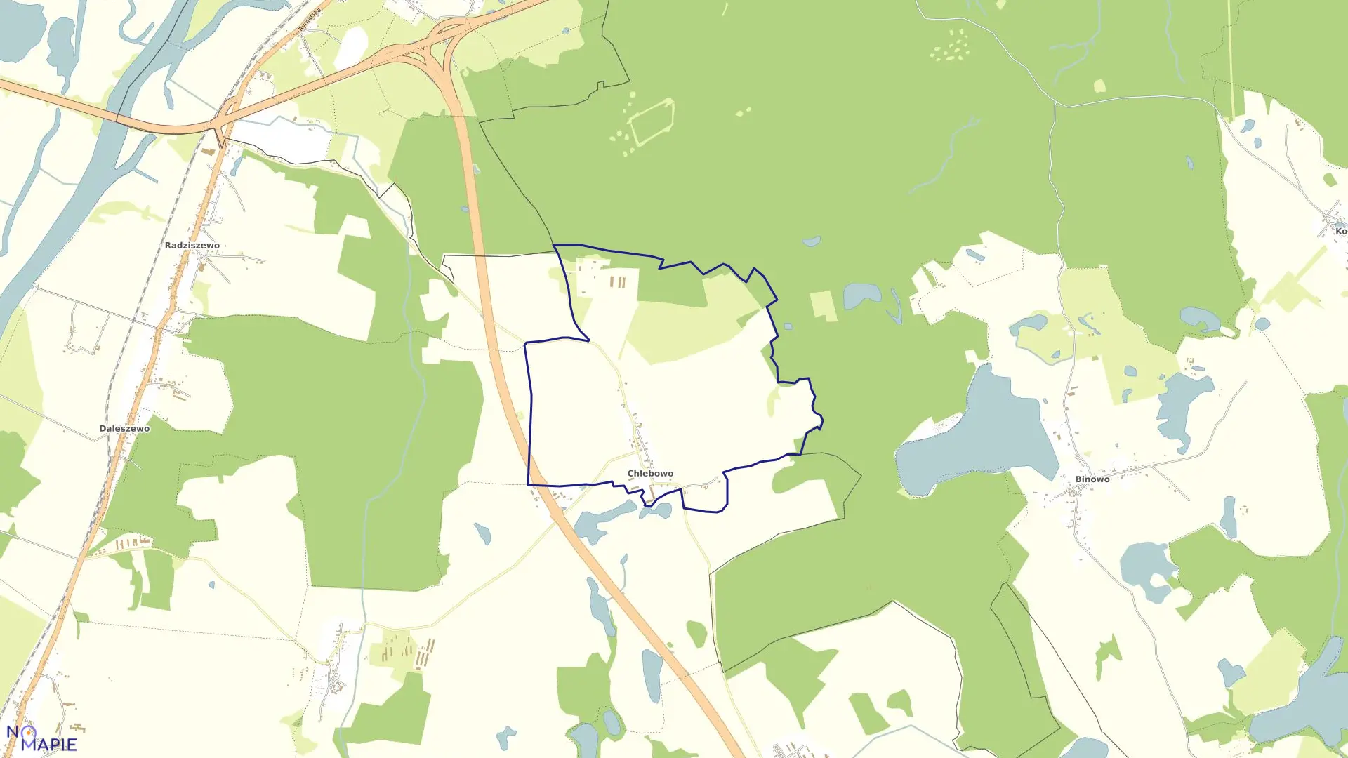 Mapa obrębu Chlebowo w gminie Gryfino