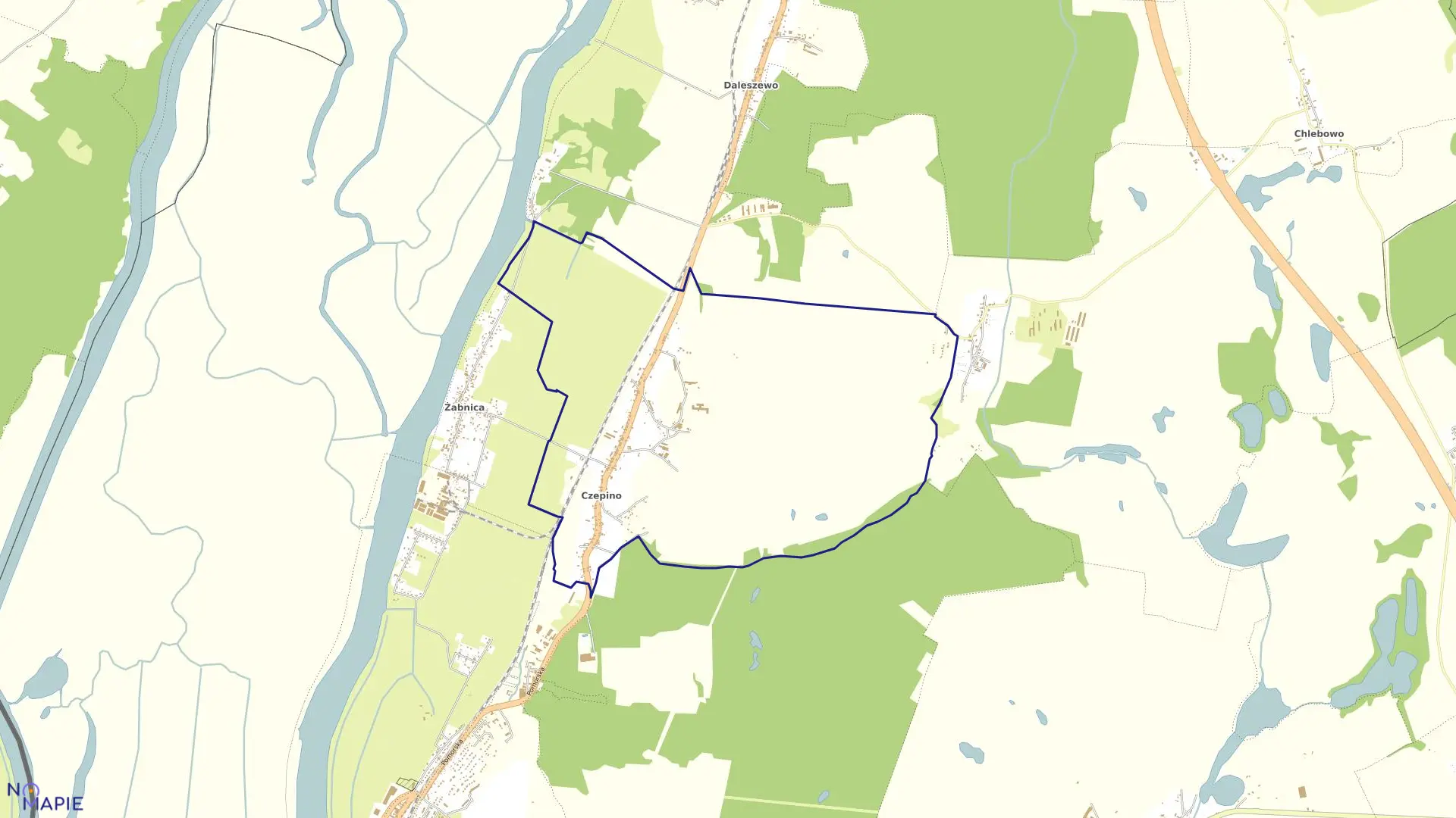 Mapa obrębu Czepino w gminie Gryfino