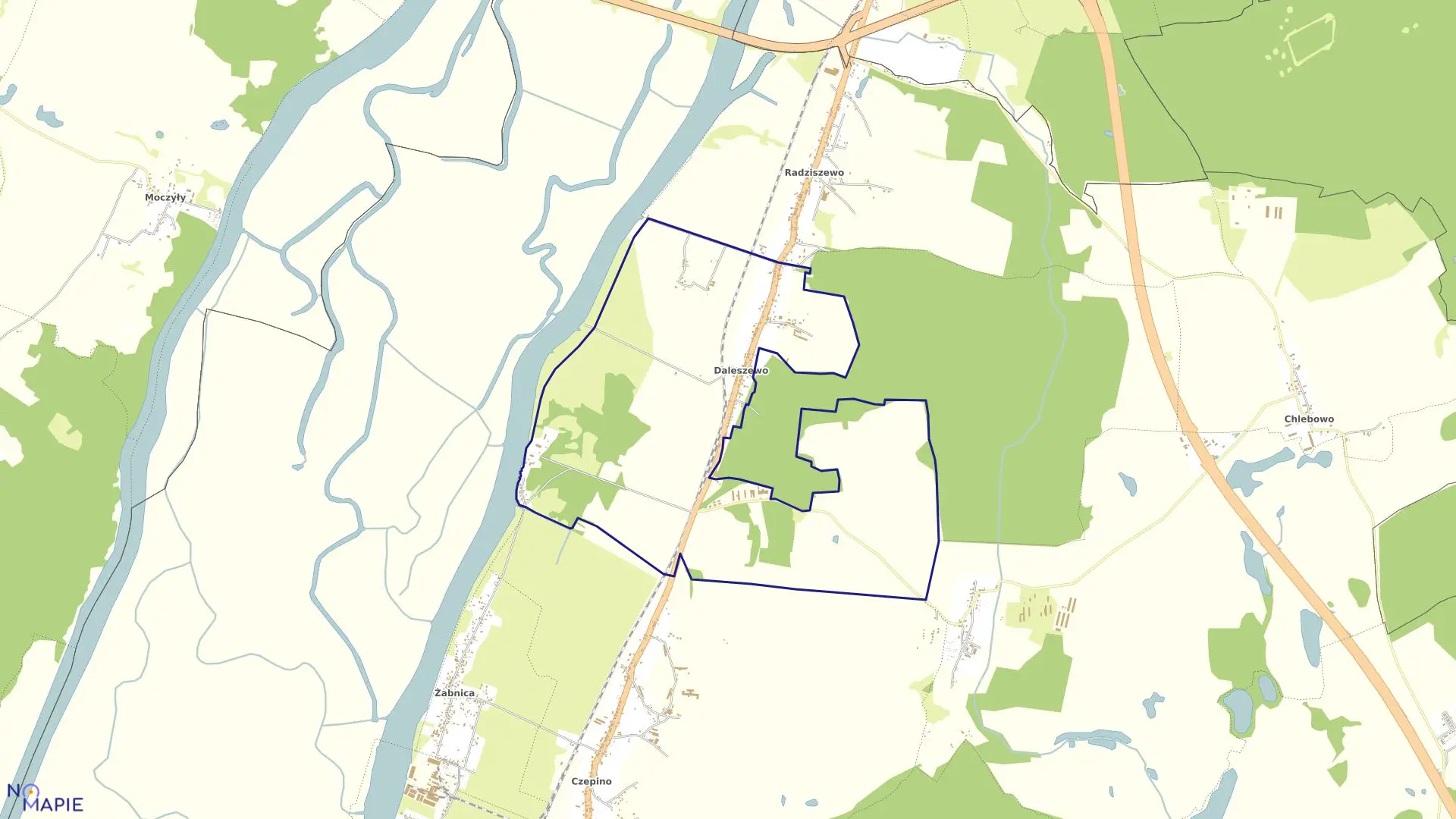 Mapa obrębu Daleszewo w gminie Gryfino