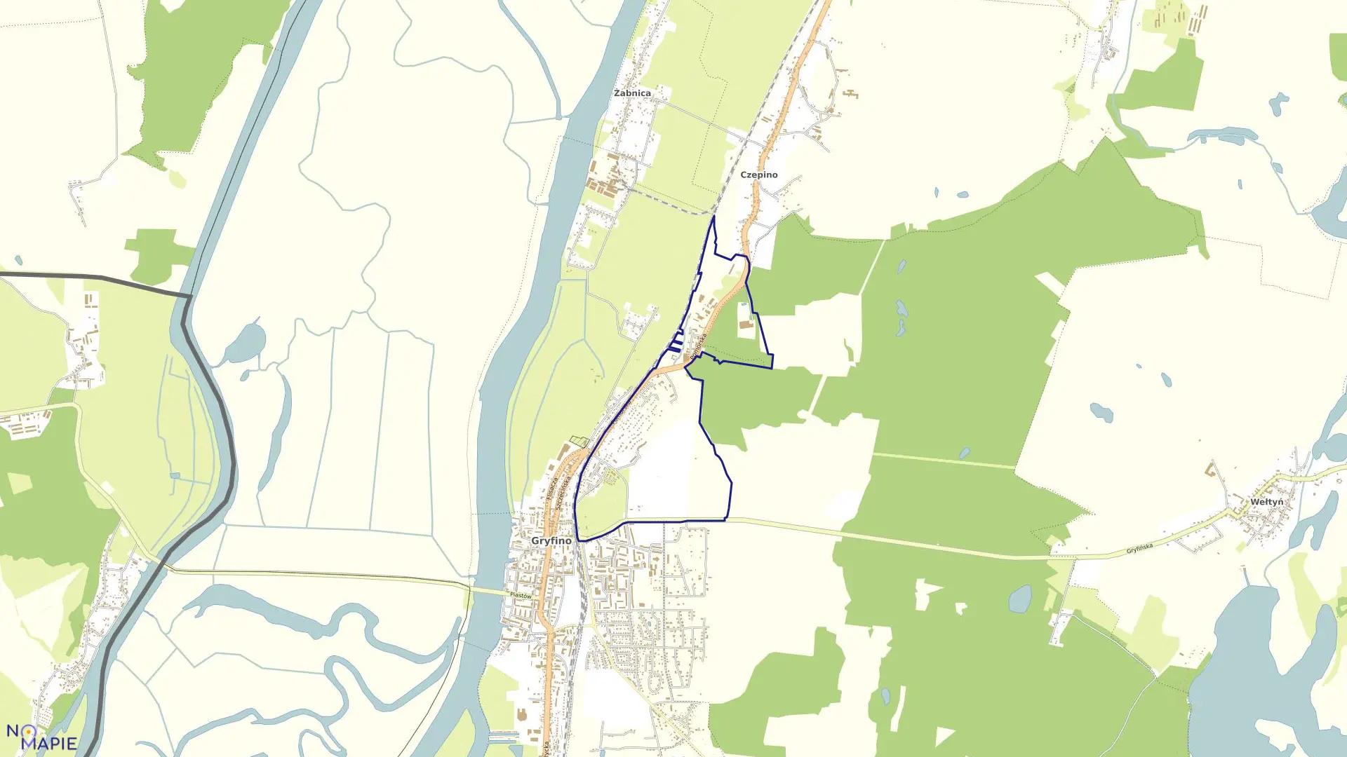 Mapa obrębu Gryfino 2 w gminie Gryfino