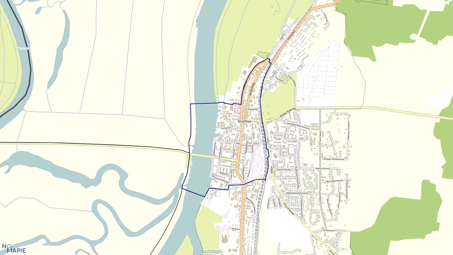 Mapa obrębu Gryfino 3 w gminie Gryfino