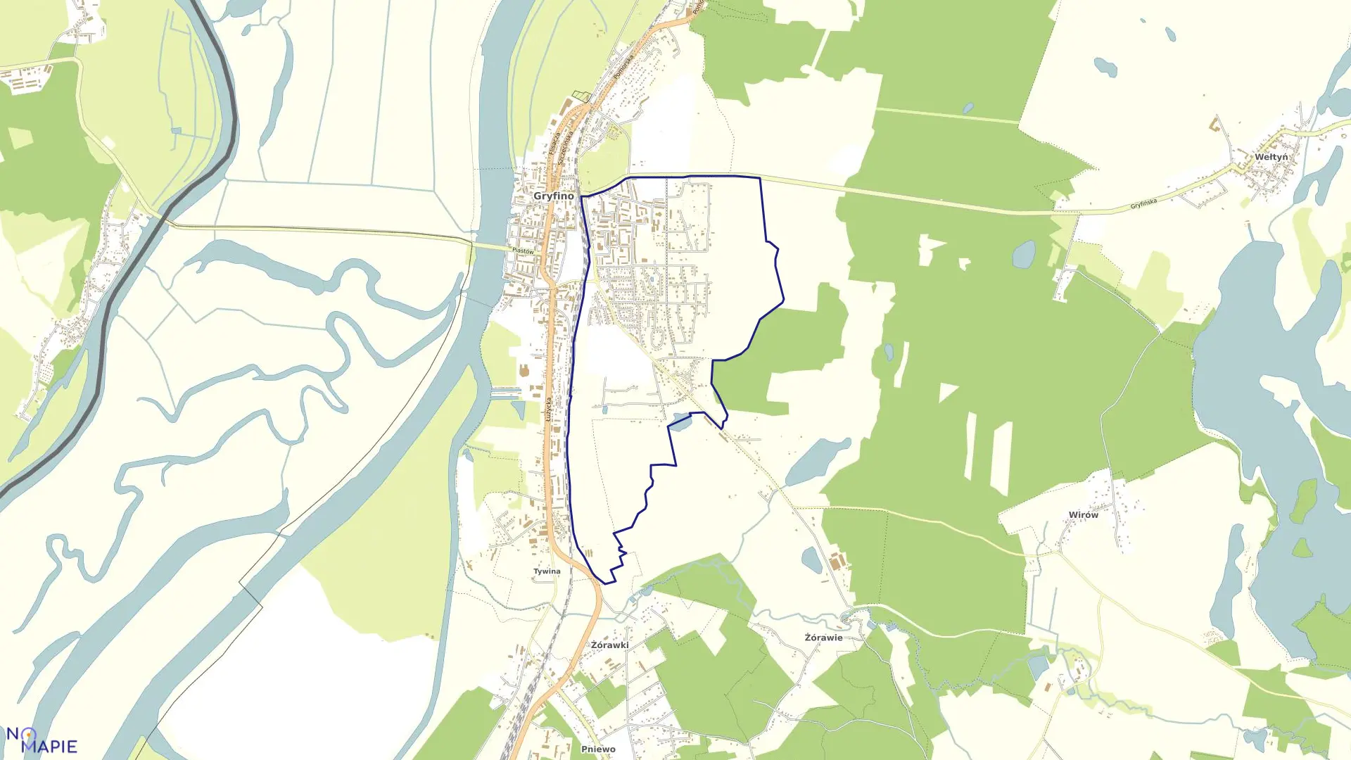 Mapa obrębu Gryfino 4 w gminie Gryfino