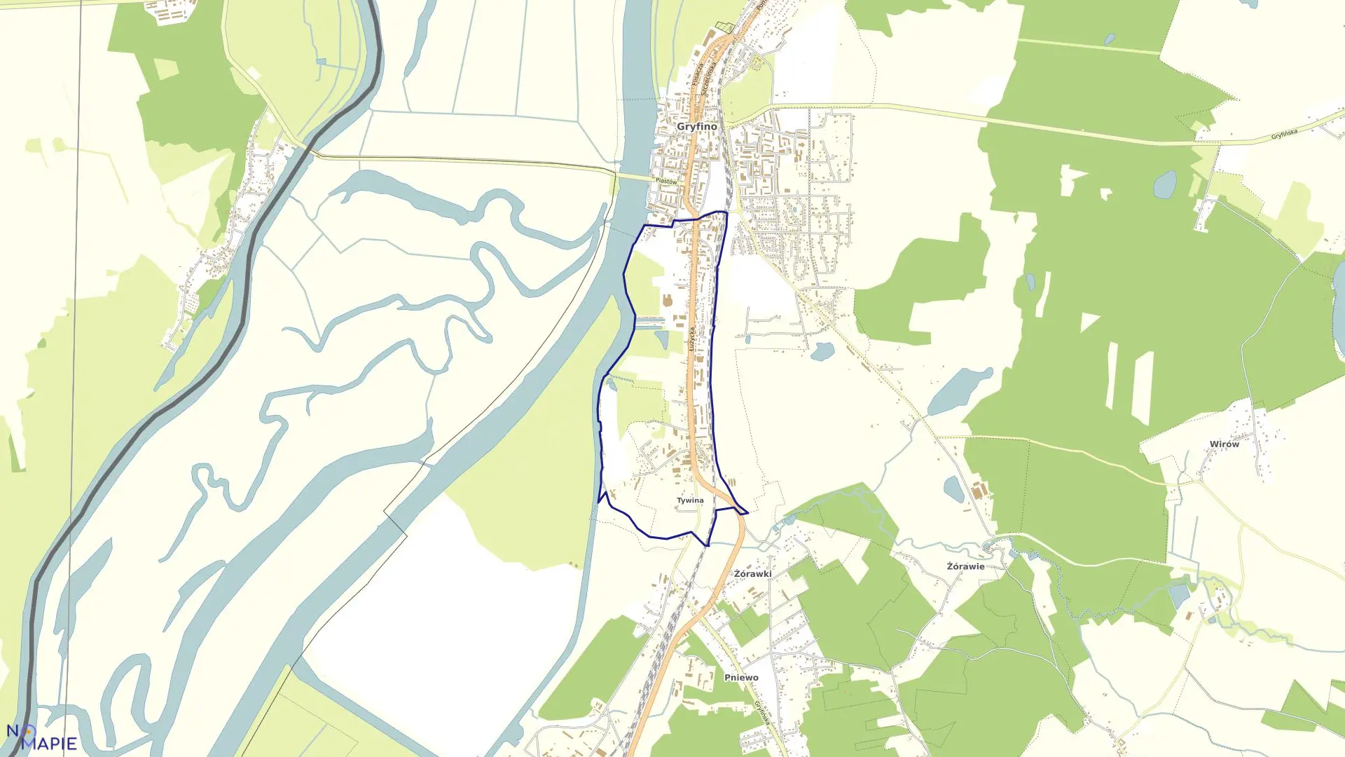 Mapa obrębu Gryfino 5 w gminie Gryfino