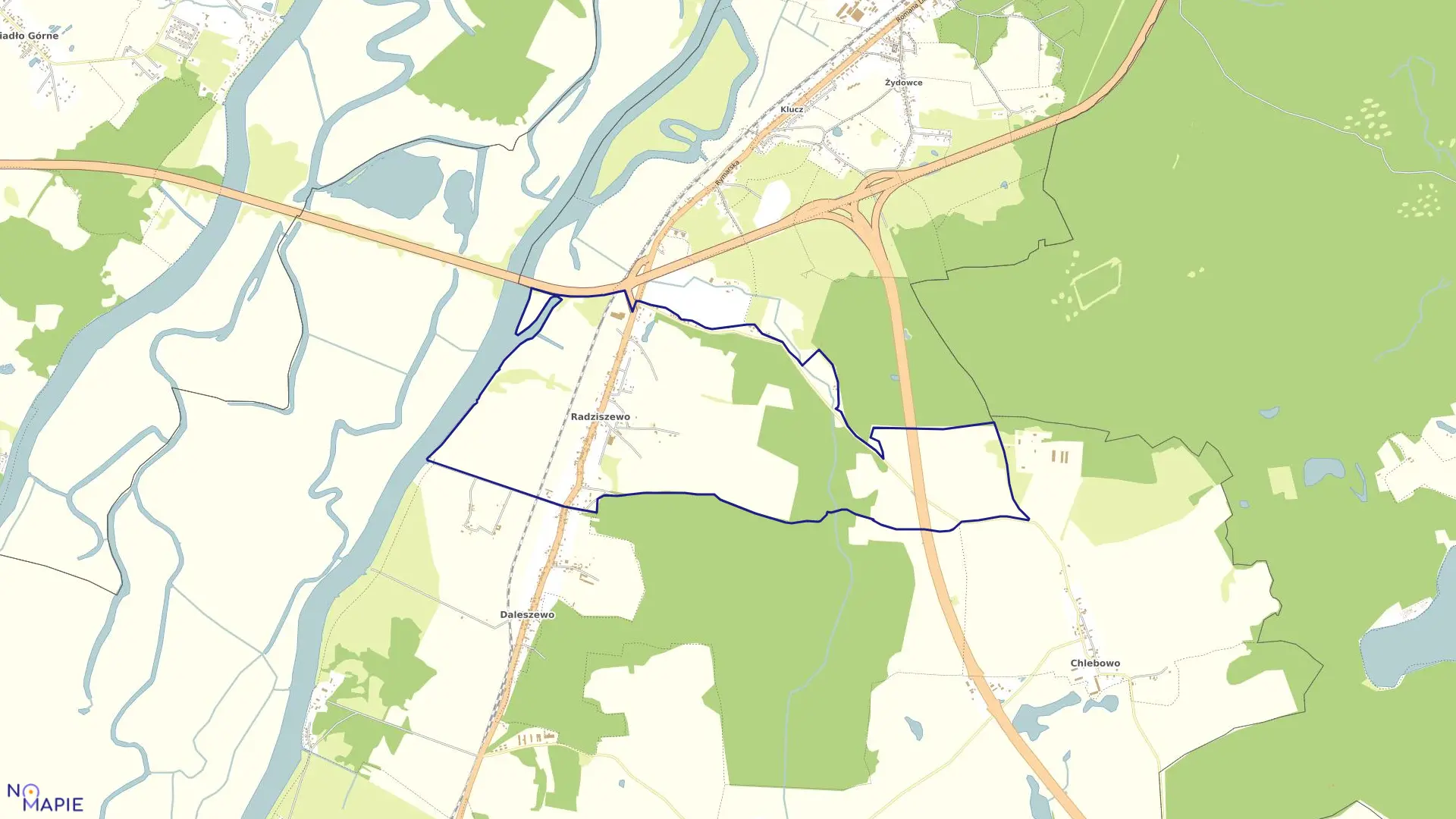 Mapa obrębu Radziszewo 1 w gminie Gryfino