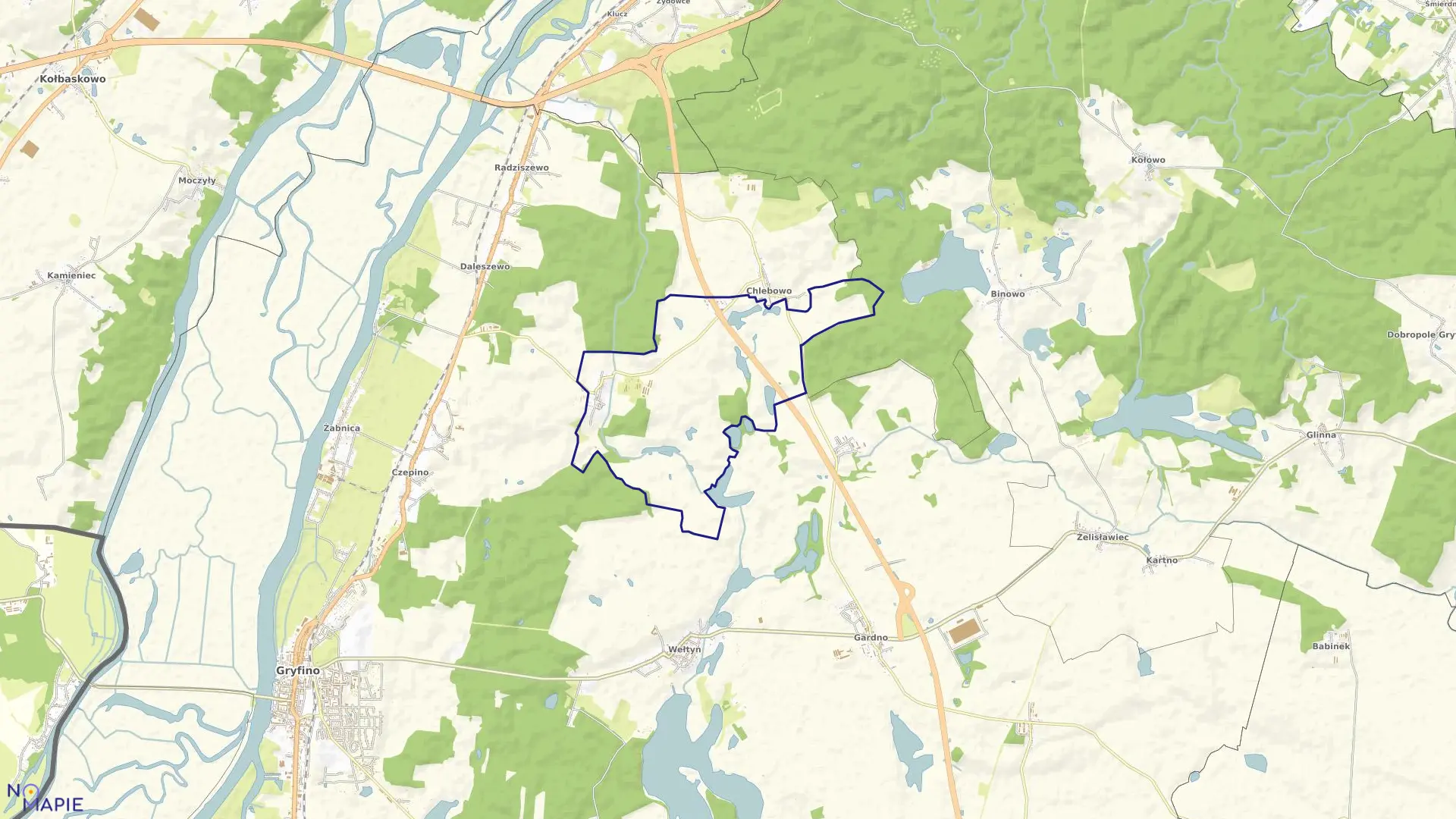 Mapa obrębu Stare Brynki w gminie Gryfino