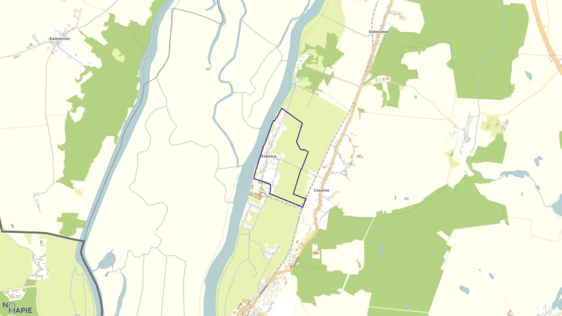 Mapa obrębu Żabnica w gminie Gryfino